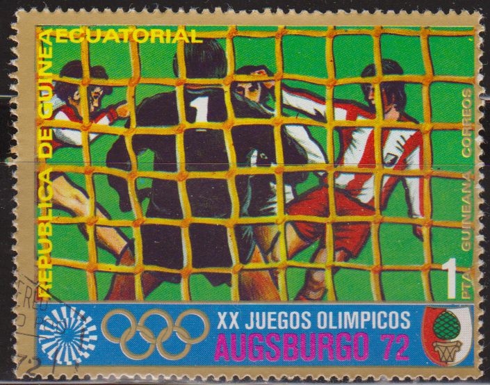 Guinea Ecuatorial 1972 Michel 051 Sello * Juegos Olimpicos Augsburgo'72 Futbol Guinée Equatoriale Preobliteré Matasello de favor Preobliterado 